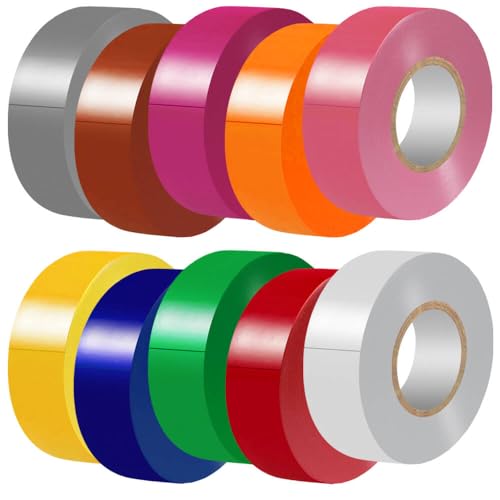 LYLTECH Matte Rainbow Electrical Tape 3/4 Inch x 60 Ft x 10 Colors