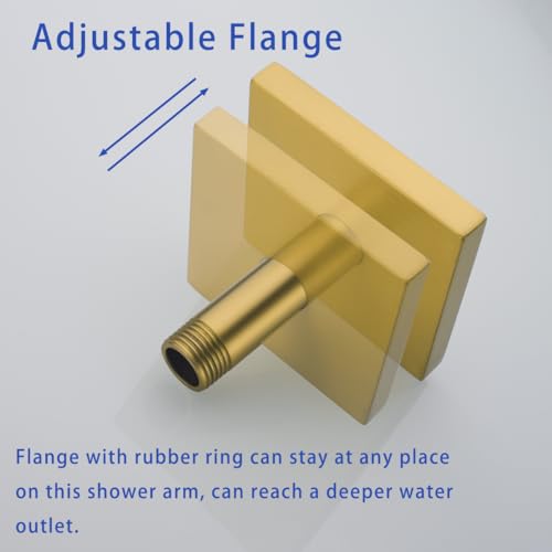 Shower Head Extension Arm Wall Mounted Tube Rainfall Shower Tube Replacement Pipe Parts Stainless Champagne Bronze,SW-91038-4CB-SQ. - color: Right Angled Square Flange-4" Champagne Bronze