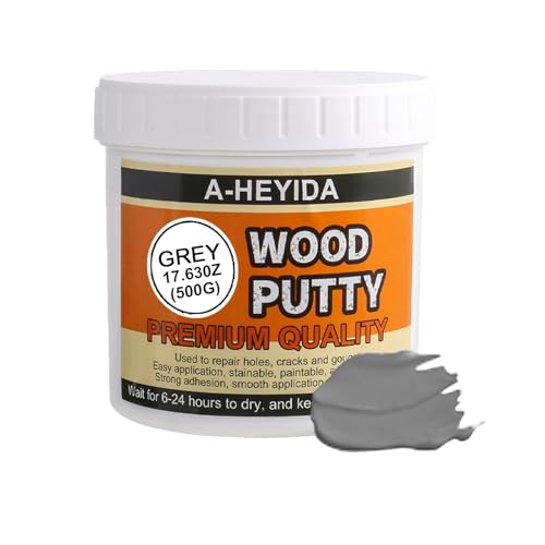 Gray Wood Filler Repair Kit - Paintable, Stainable Wood Putty for Restore Cracks and Holes on Wooden Floor Furniture, Vinyl, Laminate, Veneer, Cabinet - color: Gray, size: 17.63Ounce