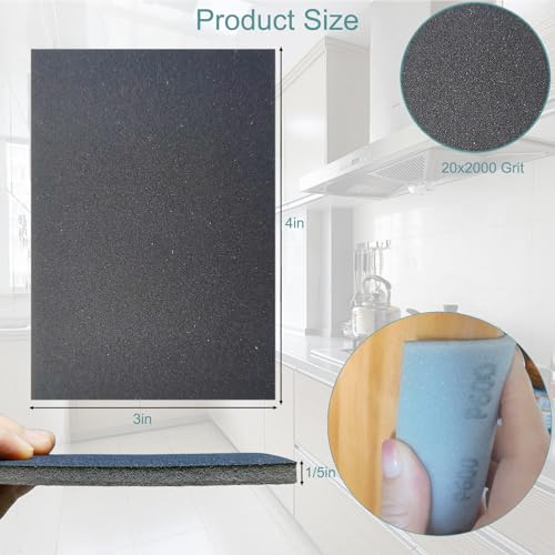 20 PCS 3 x 4 Inch 2000 Grit Sanding Sponge, Ultra Fine Sanding Sponges Pads, Soft Foam Hand Sander Block Wet Dry Sandpaper for Model Drywall Metal Wood Furniture Polishing - style: 2000 Grit