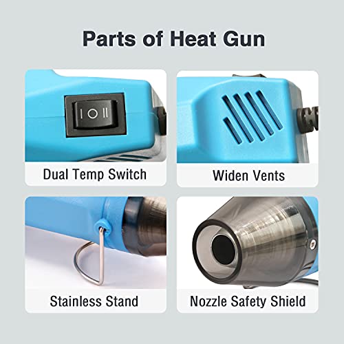 LDK Mini Heat Gun, 300W 2-Temp Settings Fast Heat Hot Air Gun - color: Blue