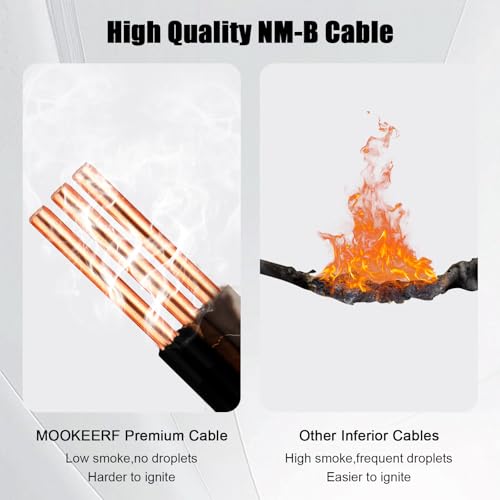 14/2 Wire with Ground - 10FT 14 Gauge NM-B Non-Metallic Sheathed Cable 100% Pure Copper 14 AWG 2 Conductor Residential Indoor Wire for Outlets, Switches, Other Loads and Lighting Wiring Projects etc. - size: 10FT, style: 14AWG/2