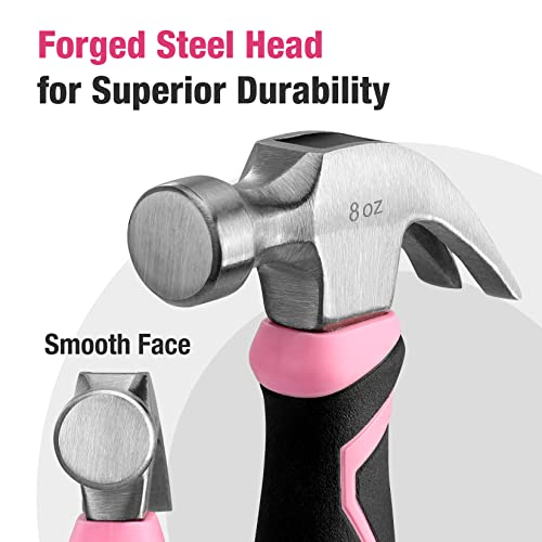 WORKPRO 8 oz Claw Hammer, Pink Hammer with Fiberglass Handle, Pink Ribbon - color: Pink Ribbon, size: 8 oz
