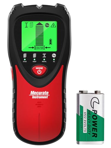 Mecurate 5-in-1 Stud Finder Wall Scanner for Studs, Metal & Live AC Wires - color: Red