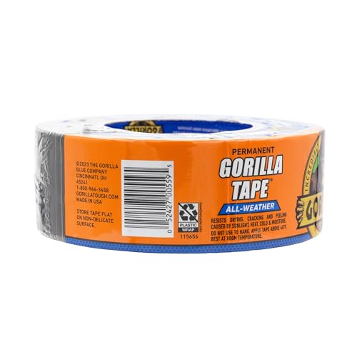 Gorilla All Weather Duct Tape, Black, 1.88" x 25 yd | UV Resistant | Waterproof | For Outdoor Repairs | 2-Pack, Pack of 6 - size: 12 - Pack