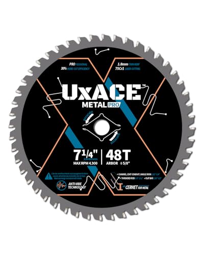 7-1/4-Inch 48-Tooth Circular Saw Blade, 5/8-Inch Arbor, Ferrous Metal, Steel Cutting Blade, Carbide Tip, Thin Kerf, for Channel, EMT Conduit, Angle Iron, Threaded Rod, Flat Bar - size: 7-1/4", 5/8'' Arbor, 48T