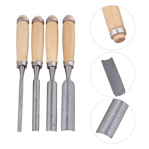 4 Pcs Half Round Chisel Set Inner Edge DIY Wood Gouge Woodworking Tool - 6mm 12mm 18mm 24mm