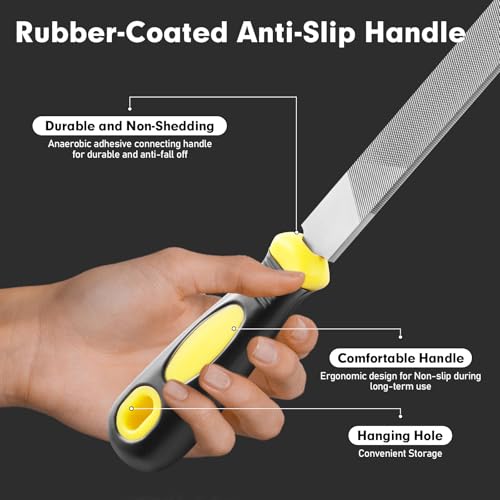 8 Inch Flat Hand Metal File,Durable Metal Files for Steel,Wood File - color: 1PCS 8Inch Flat Metal File(Black+Yellow)