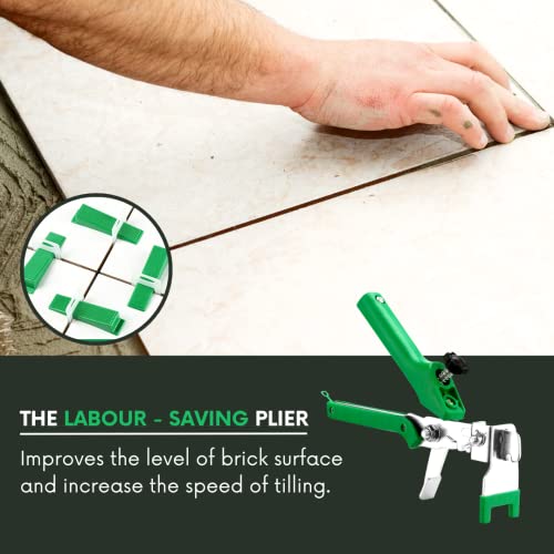 Tile Leveling System with 1 Plier, 300 Wedges, 300 1/16" Clips - Tile Spacer Leveling System Kit for Perfect Tile Installation - color: Tile Leveling Kit 1/16"
