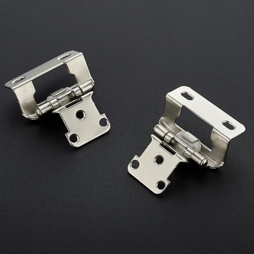 4 Pack 2 Pair Brushed Nickel Cabinet Hinges, 1/2" Semi Wrap Kitchen Hinge - color: Satin Nickel, size: 1/2" Semi Wrap