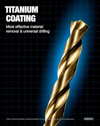 CRALY 1/8 Inch 10-Pc Cobalt Drill Bit Pack, M35 HSS Titanium Coated Jobber Length Twist Drill Bits, 135 Degree Split Point, for Hard Metal, Stainless Steel, Cast Iron, Plastic - style: 1/8‘’ 10-Pack