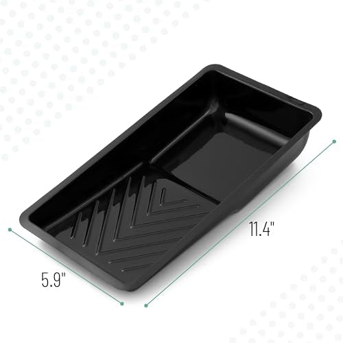 Bates 4 Inch Paint Tray Liners - 12 Pack Black Plastic Disposable Paint Pans - color: Black, size: 12 Pack 4 Inch