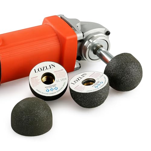LOZLIN 4PCS Cylindrical Diamond Grinding Wheel Polishing Head Abrasive Sanding Wheel 50/100/200 Grit Angle Grinder Grinding Heads Matching Extensions (Round) - style: Round