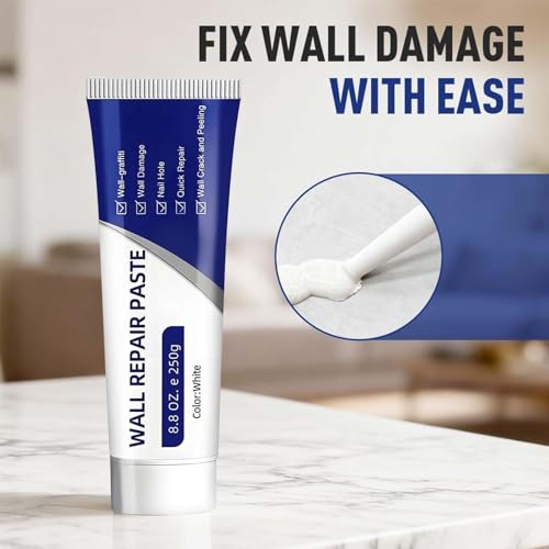 Drywall Repair Kit – Wall Repair Paste for Cracks & Holes, Fast-Drying Spackle with Scraper & Sandpaper, Multi-Purpose Wall Mending Compound for Indoor Outdoor Use (1 Pack)