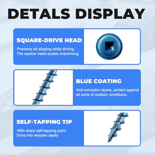 Pocket Hole Screw Kit, 5 Sizes, 320PCS, Blue Coated - size: #8 x 1"-2-1/2"
