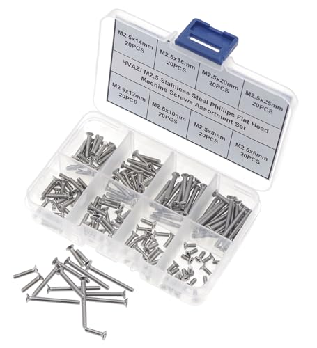 160PCS Metric M2.5 304 Stainless Steel Phillips Flat Head Screw Kit - size: M2.5