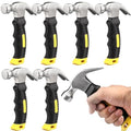 ZOENHOU 6 PCS 8 Oz Claw Hammer, Small Stubby Mini Hammers Bulk with Anti-Slip Plastic Coated Soft Handle, Roofing Tools for Car Window Framing Jewelry Making, 6.5 Inch