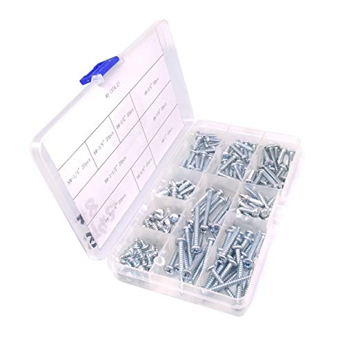 Yodaoke 180pcs #8 Zinc Phillips Pan Head Wood Screws Assortment Kit