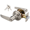 1 Pack of MANREN Lever Keyed Entry Door Lever Handle Lock, Universal Door Knob Hardware,Nickel Brushed Color (MR802ET) - color: Nickel Brushed, style: Entrance