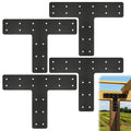 4 Pack T Post Timber Frame Brackets, 14"x10" T Flat Mending Plate - size: 4 Pcs-14"x10"
