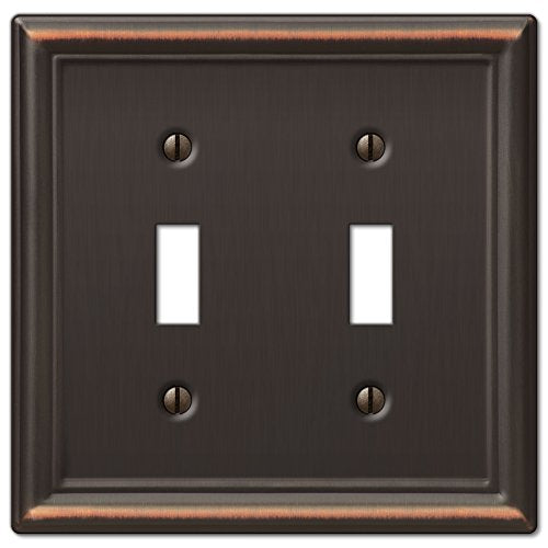 Amerelle 149TTDB Chelsea Wallplate, 2 Toggle, Steel, Aged Bronze, 1-Pack - color: Aged Bronze, size: 2 Toggle