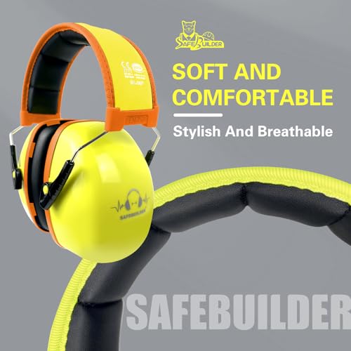 SAFEBUILDER Ear Protection Ear muffs Noise Reduction NRR 28dB Adjustable Hearing Protection for Working Mowing SK-06P - color: Green Cb Orange