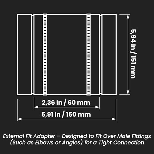 Repa Market 6" Inch Flexible Vibration And Noise Reducing Coupler - Female Fit Duct Connector – Galvanized Steel Coupling for Joining Two Male Duct Fittings – HVAC Ventilation Inline Joint - size: 6" Inch