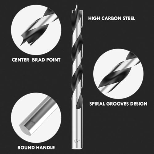 16Pcs 1/4" Brad Point Wood Drill Bit Set - size: 1/4" - 16pcs