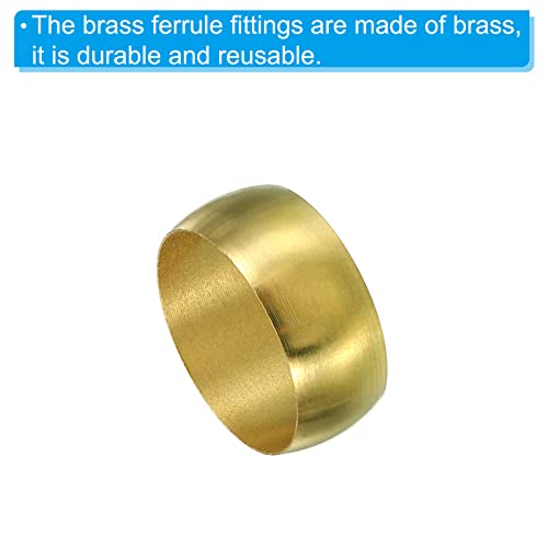 PATIKIL 16mm Tube OD Brass Compression Sleeves Ferrules, 50 Pack Brass Ferrule Fitting Brass Compression Fitting Assortment Kit for Air Water Gas Pipe - size: 16mm