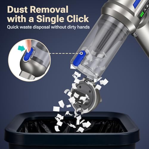 Yomile Mini Vacuum Cleaner, 2 in 1 27000PA Brushless Car Vacuum Air Duster 9000mAh Battery Air Blower Wireless Handheld Vacuum for Car,Office and Home - color: Blue