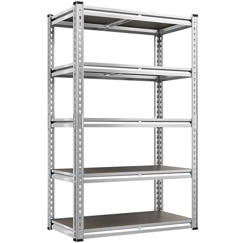 REIBII Galvanized Garage Shelving with PP Boards for Pantry Office Garage - size: Sliver 28"Wx12"Dx60"H