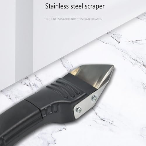 Multifunctional 3-in-1 Silicone Caulking Tool kit - The Ultimate Tile Joint Treatment Tool for Cleaning, Leveling, Seam Pressing, Shaping and Edge Finishing (Plastic Scouring Blade) - color: Black