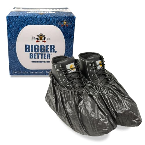 ShuBee Waterproof Shoe & Boot Covers Slip-Resistant Disposable for Plumbing Construction Floor Protection - 40 Pair - color: Black