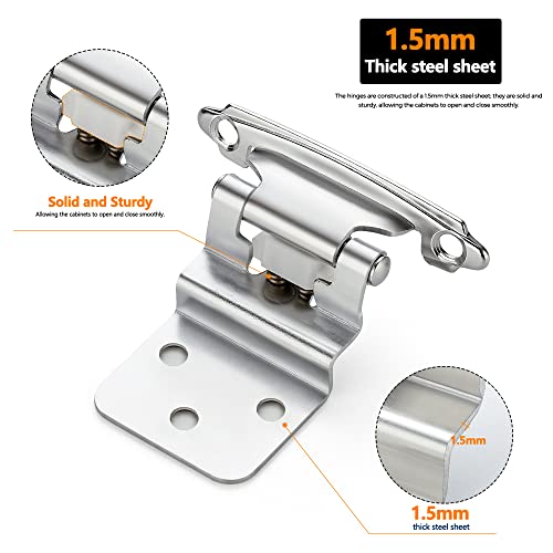 Ravinte 3/8" Inset Polished Chrome Cabinet Hinges 10 Pack (5 Pairs) - color: Polished Chrome