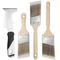 Mister Rui Angled Paint Brush 4 Pieces Set, with Paint Brush Comb Cleaner - size: 4PCS, 2" Short, 2", 2.5", Paint Comb