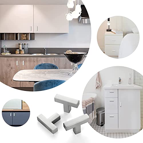 Ravinte 10 Pack Brushed Nickel Square Bar Cabinet Knobs 2in Kitchen Handles - color: Brushed Nickel