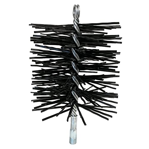 Midwest Hearth Poly Chimney Cleaning Brush, Round Polypropylene Bristles, Galvanized Steel Stem, 1/4" NPSM Fitting for Fiberglass Rod Kits, Made in USA – 7-Inch Round - size: 7-Inch Round