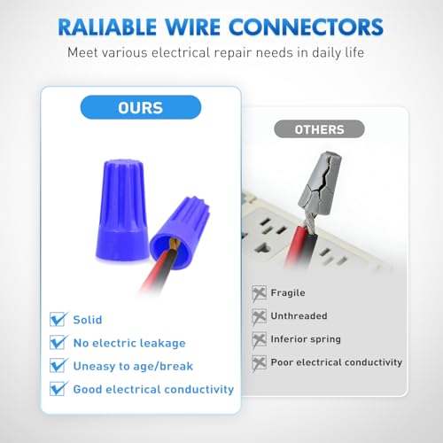 Nilight 400PCS Blue Wire Connectors Kit 20-18 AWG Electric Wire Caps - color: 400PCS 20-18# Wire Caps