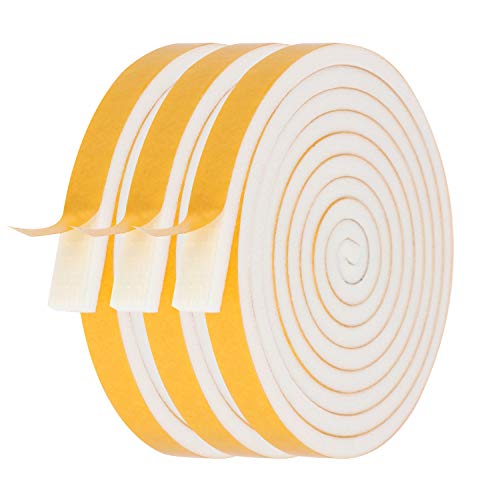 Weather Stripping for Doors-3 Rolls,1/2 Inch Wide X 1/4 Inch Thick - size: 1/2"(W) x 1/4"(T) x 20'(L)