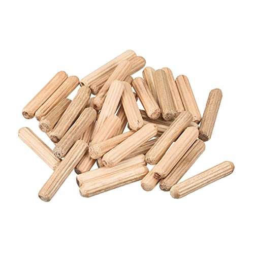 uxcell Wooden Dowel Pins 36pcs 6x30mm(1/4" x1-1/4) Fluted Beveled Ends Wood Dowel Pegs Kiln Dried Hardwood for Woodworking Furniture Shelf - size: 6x30mm