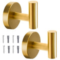 Vuzvuv Brushed Gold Stainless Steel Towel Hooks (2-Pack) | SUS304, Waterproof, Heavy Duty, Coat Robe Holder, Hooks for Bathroom Kitchen Hotel - color: Gold Wall Mounted