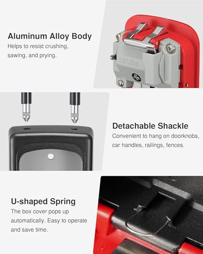 Puroma Key Lock Box Large with Code Lockbox Outdoor Wall Mount Safe 1 Red - color: Red