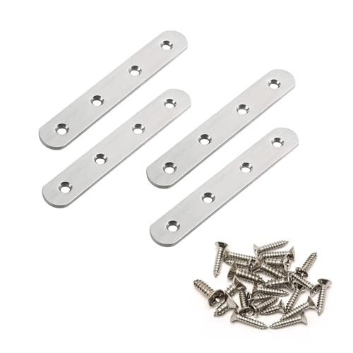4 Pack Flat Straight Brackets, 130mm/5.1" Silver Mending Plates - color: Silver, size: 130mm/5.1"
