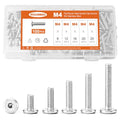 M4 x 8mm 12mm 16mm 20mm 25mm Flat Round Head Hex Socket Cap Screws Bolts, Furniture Screws, 304 Stainless Steel, Allen Hex Drive, Bright Finish, Metric Fully Threaded, Assortment Kit 100PCS - size: M4 x 8/12/16/20/25mm (100PCS)