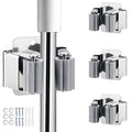 JAMEND CLXP 3PCS Broom and Mop Holder, Heavy Duty Garden Tool Organizer Rack Rake and Shovel Handle, Stainless Steel Mop Hanger. Wall Mounted Utility Rack with Screws, Silver. - color: Silver, size: 3