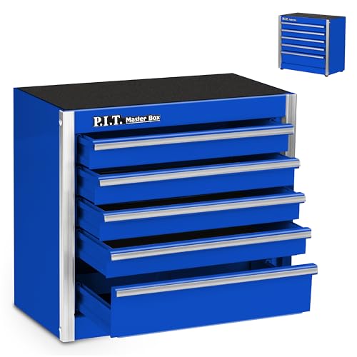 P.I.T. Mini Tool Box,Small Metal Toolbox Organizer with 5 Drawers,Blue | 8.6"W X 4.6"D Cute Size,Q235 Steel,Magnetic Locking Mechanism,PVC Drawer Liners - color: Blue, size: 5-Drawer