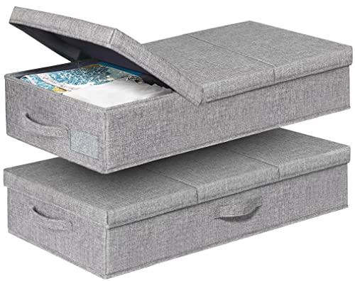 punemi 6 in Tall Under Bed Storage Containers with Lids, 2 Pack, Grey - color: Grey, size: 2 Pack-6 inch Tall-Structured