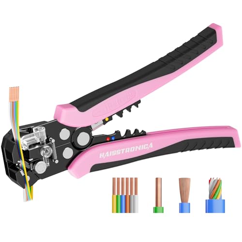 haisstronica 3 in 1 Pink Self-Adjusting Wire Stripper, AWG 24-10 Tool
