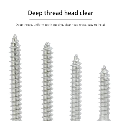#8 × 1/2" Flat Head Phillips Wood Screw,Flat Head Self Tapping Screw Sheet Metal Screws Wood Screws, Stainless Steel 304 (18-8), 8 × 1/2-Inch, 200Pcs - color: Stainless Steel Screws, size: #8 x 1/2"