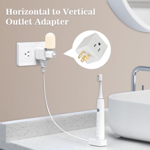 Multi Plug Wall Outlet 2-Pack,3 Prong Adapter Wall Outlet Extender | Electrical Outlet Extender, Grounded Outlet Splitter, Cube Tap 3-Way Power Plug Expander for Home and Office, White